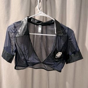 Sexy mesh police officer costume set